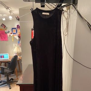 Velvet High Neck Black Dress